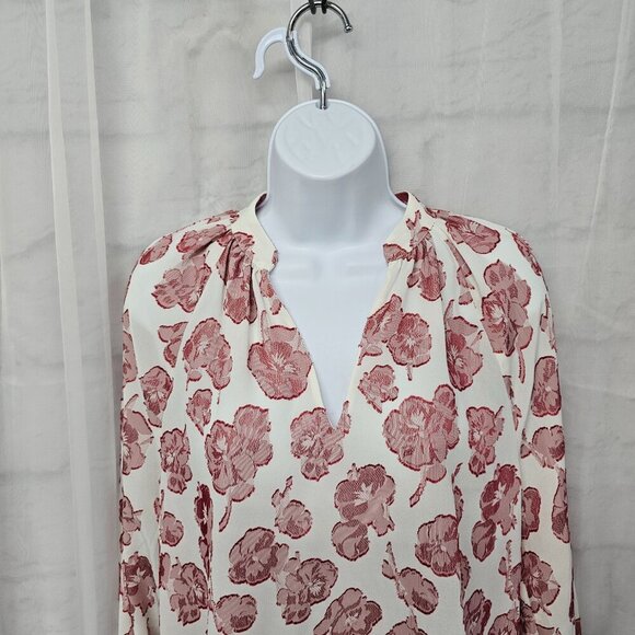 Ann Taylor Off White Red Floral Blouse Coquette Boho M - Picture 2 of 11
